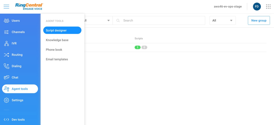 screenshot of RingCentral Engage Voice
